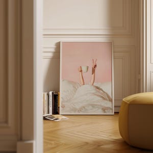 Pink Coffee Poster, Trendy Bedroom Wall Art, Above Bed Decor (Digital Download) image 5
