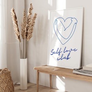 Self Love Poster, Love Print, Minimalist Wall Art, Bedroom Wall Decor, Motivational Quote, Self Love Club, Gift For Women, Typography Print