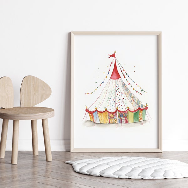 Circus Nursery Prints, Circus Tent Print, Kids Room Decor, Nursery Wall Decor, Toddler Room Wall Art, Kids Room Print,Circus Art Print