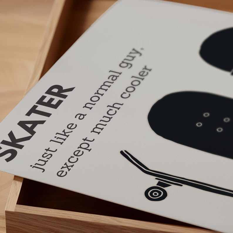 Skater Print, Kids Teen Room Decor, Skateboard Art (Digital Download) image 5