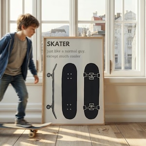 Skater Print, Kids Teen Room Decor, Skateboard Art (Digital Download) image 1