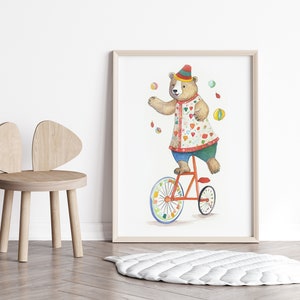 Circus Nursery Prints, Circus Bear Print, Bear, Kids Room Decor, Nursery Wall Decor, Toddler Room Wall Art, Kids Room Print,Circus Art Print