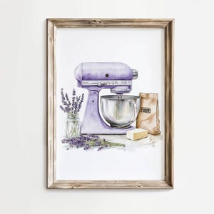 Baking Print, Baking Poster, Kitchen Wall Art, Bakery Decor, Baking Lover Gift, Lavender Print, Farmhouse Wall Art, Vintage Kitchen Wall Art
