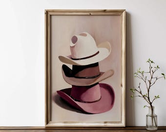 Cowboy Hat Print, Rustic Western Wall Art, Farmhouse Cowgirl Decor (Digital Download)