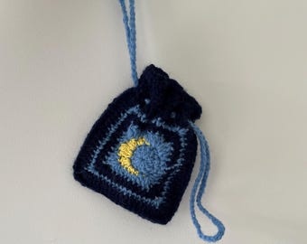 Moon Crochet Pouch with Drawstring