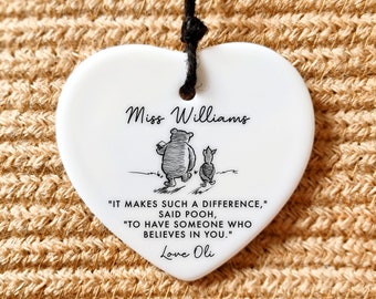 Personalised Teacher Gift Ceramic Thank You Teacher Gifts Teacher Leaving Present - Winnie the Pooh Art & Quote Someone who believes in you