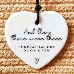 Pregnancy Announcement Gift Congratulations And Then There Were Three Keepsake