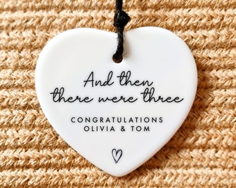 Pregnancy Announcement Gift Congratulations And Then There Were Three Keepsake