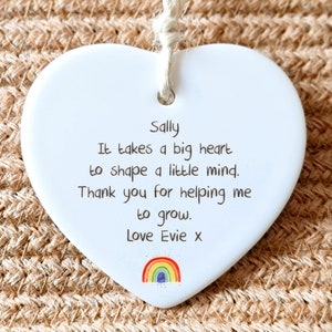 Personalized Teacher Thank You Ceramic Keepsake Gift with rainbow design