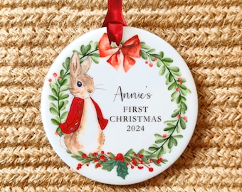 Peter Rabbit Personalised Baby's First Christmas Decoration