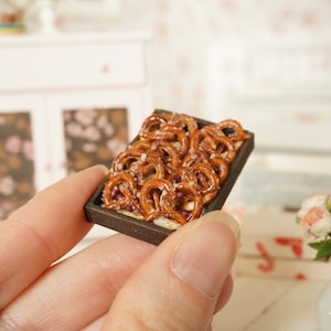 1:12 Scale Tray with Miniature Pretzels | Dollhouse Bakery Food
