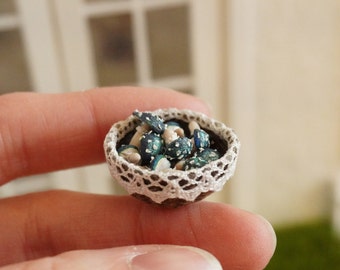 Miniature Blue Fairy Mushrooms - Set of 3 pcs | 1:12 Scale Toadstools | Fly Agaric | Terrarium mushrooms