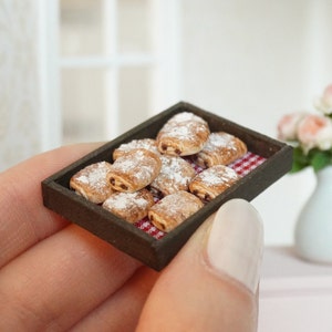 1:12 Scale Tray with Pain au Chocolat | Dollhouse Miniature Bakery Food | Miniature pastries