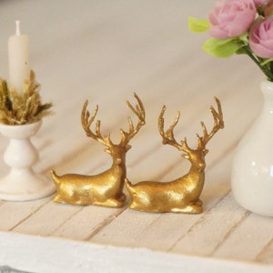 1:12 Scale Decorative Golden Deer | Dollhouse Miniature Decor