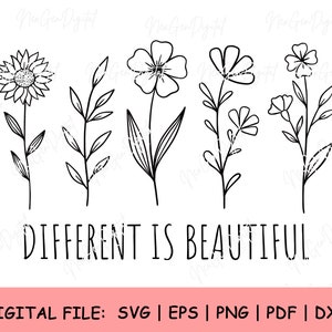 DIY Projects with a Message: Different Is Beautiful SVG Empower Creativity with Motivational &#39;Different Is Beautiful&#39; SVG for Custom Gifts