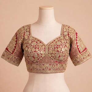 Silk Designer Blouse with Heavy Zari & Floral Embroidery Work