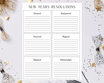 Ideas para propósitos de Año Nuevo: Hoja de trabajo para establecer metas (imprimible)