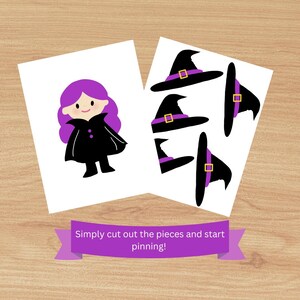 Pin the Hat on the Witch – Halloween Party Game Printable | Kids Halloween Printable | Halloween Classroom Activity | Halloween party decor