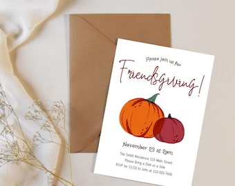 Editable Friendsgiving Invitation Template: Fall Pumpkin Design (Digital Download)