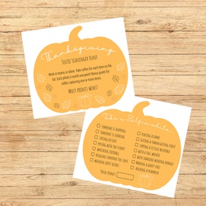 Thanksgiving Selfie Scavenger Hunt Game: Family Fun (PDF)