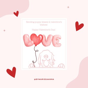 Druckbare Welpen Valentinstag Karten | Welpen Küsse und Valentinstag wünscht Karten | Kid Freundliche Valentinstag Karten | Print at Home Valentinstag