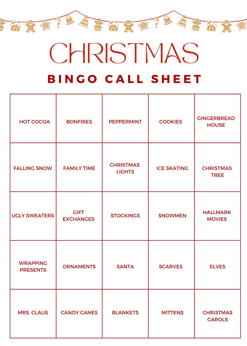 30 Christmas Bingo Cards Printable Family Christmas Activity