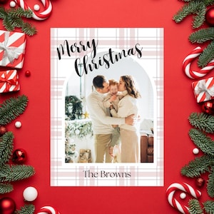 Custom Family Photo Christmas Card: Plaid Holiday Greeting (Digital Download)