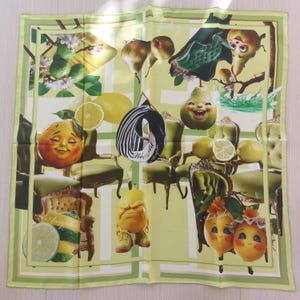 Lemon & Lime silk twill scarf with handrolled hem 90x90cm