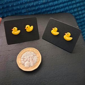 Mini Duck Stud Earrings – Handmade Animal Jewellery | Cute Kawaii Gift for Teens | Lightweight Earrings | Tiny Yellow Duck Earrings