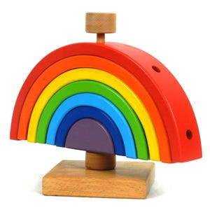 Sculpture Rainbow Stacking Game - Wooden Rainbow with Stand