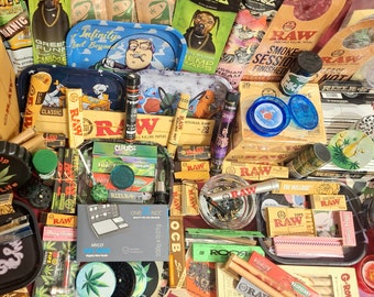 Stoner Mystery Box - Tokies Special - Blunts, Rolling Papers, Tips, Grinders, Smoke Trays, Stash Tubs, Ashtrays, Joint Holders & Much More!