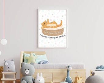 Elevate Your Space with Whiskered Wonders-Cute Animal Pun-Playroom Printable-Kids Room-Digital Cat Wallart-Furry Friend-Nursery Cat Art