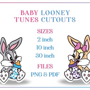 Recorte Digital Bebê Lola e Bebê Pernalonga | Arquivos PNG Inspirados nos Looney Tunes | Download Instantâneo | 2" | 10" | 30" | Decoração de Festa, Topo de Bolo