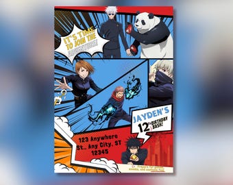Jujutsu Kaisen Birthday Invitation: Anime Theme, Editable (Digital Download)