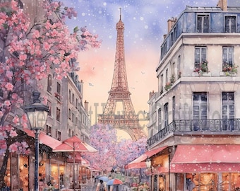 Romantic Paris Clip Art 12 High Quality JPGs - Digital Planner, Journaling, Watercolour, Wall Art, Commercial Use - Digital Download