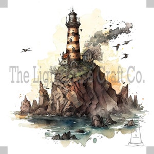 Steampunk Lighthouse 2 Clip Art 12 High Quality JPGs - Digital Planner, Journaling, Watercolour, Wall Art, Commercial Use - Digital Download