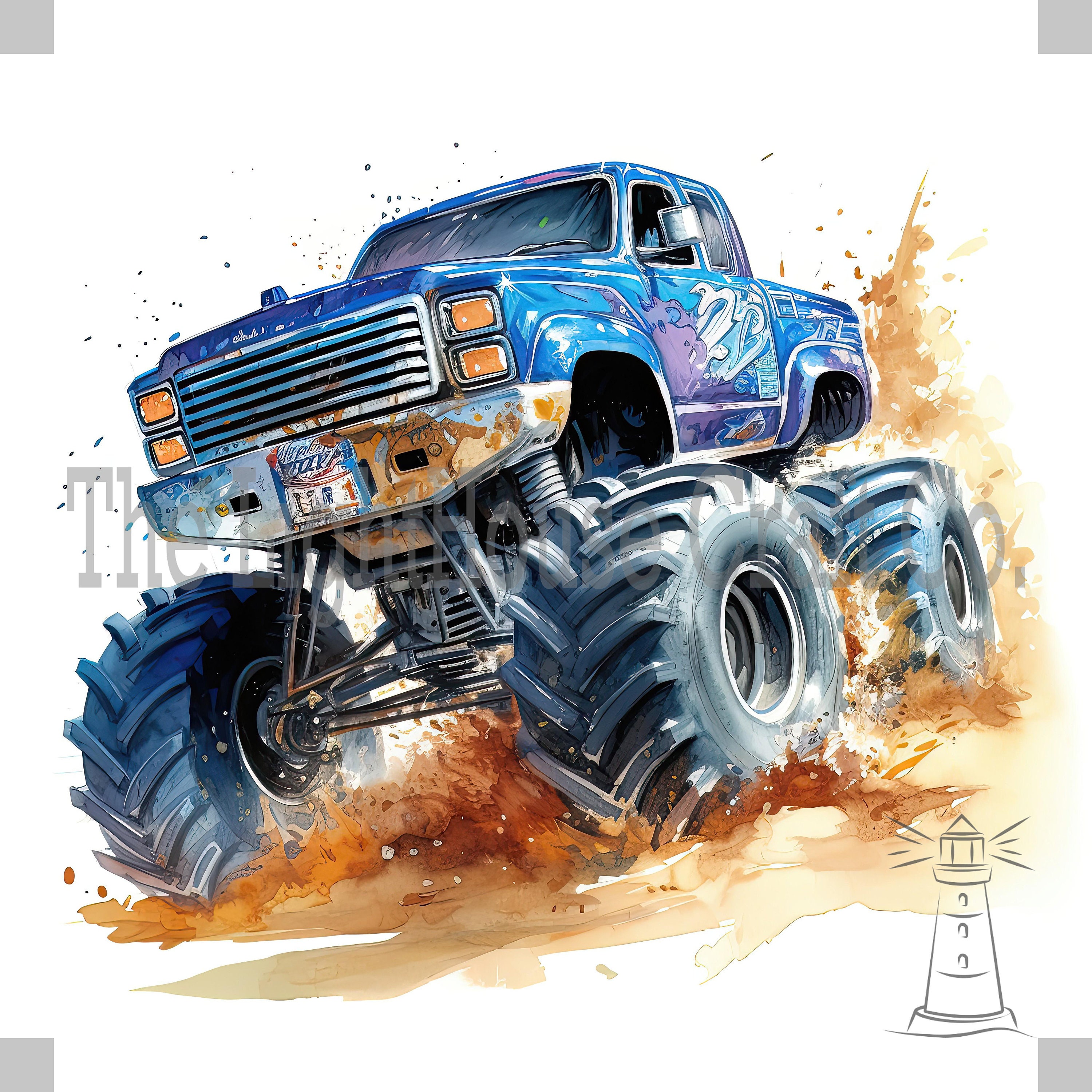 Monster Trucks Clip Art 12 High Quality Jpgs Digital - Etsy