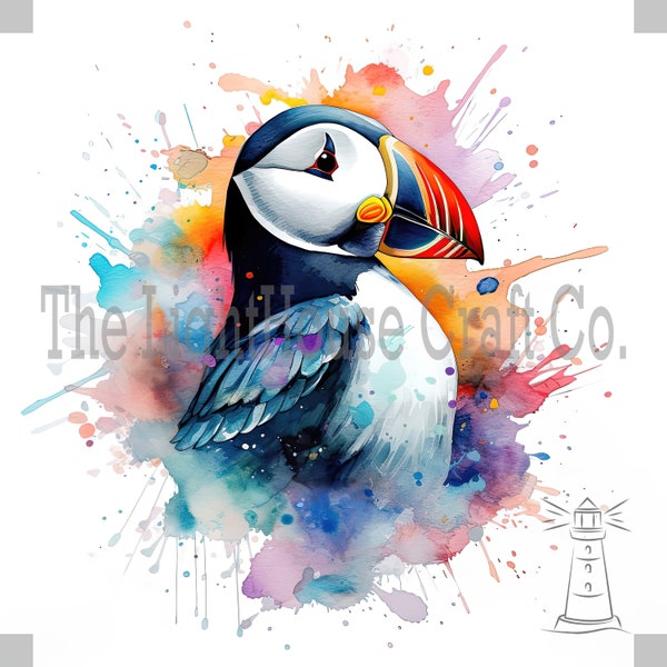 Puffin Clip Art 12 High Quality JPGs - Digital Planner, Journaling, Watercolour, Wall Art, Commercial Use - Digital Download