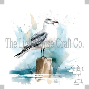 Watercolour Seagull Clip Art 12 High Quality JPGs - Digital Planner, Journaling, Watercolour, Wall Art, Commercial Use - Digital Download