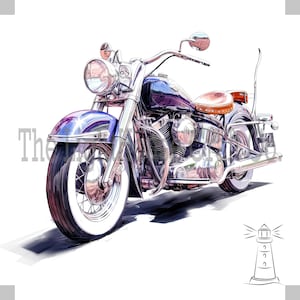 Classic Motorcycles Clip Art 12 JPG di alta qualità - Digital Planner, Journaling, Acquerello, Wall Art, Uso commerciale - Download digitale
