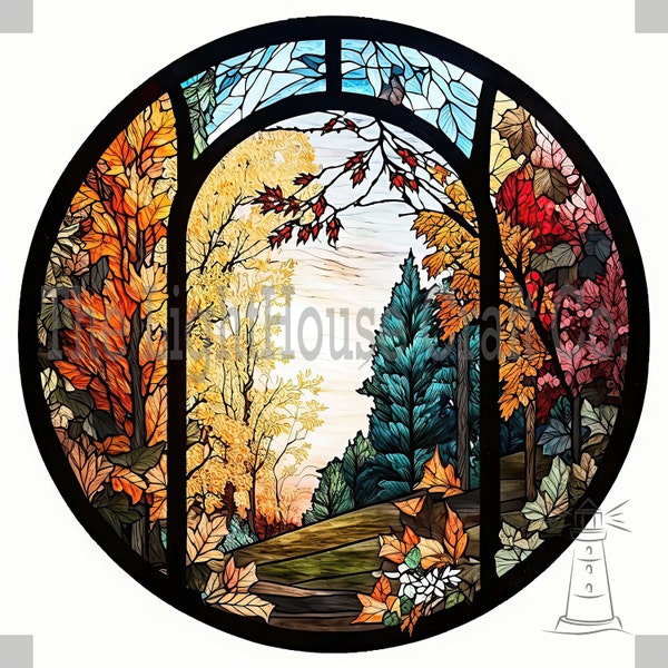 Stained Glass Autumn Clip Art 12 High Quality JPGs - Digital Planner, Journaling, Watercolour, Wall Art, Commercial Use - Digital Download