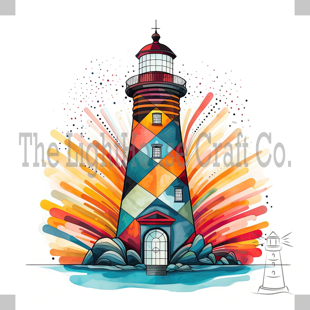 Geometric Lighthouse Clip Art 12 High Quality Jpgs - Digital Planner ...