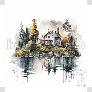 Cottages Clip Art 12 High Quality JPGs - Digital Planner, Journaling, Watercolour, Wall Art, Commercial Use - Digital Download
