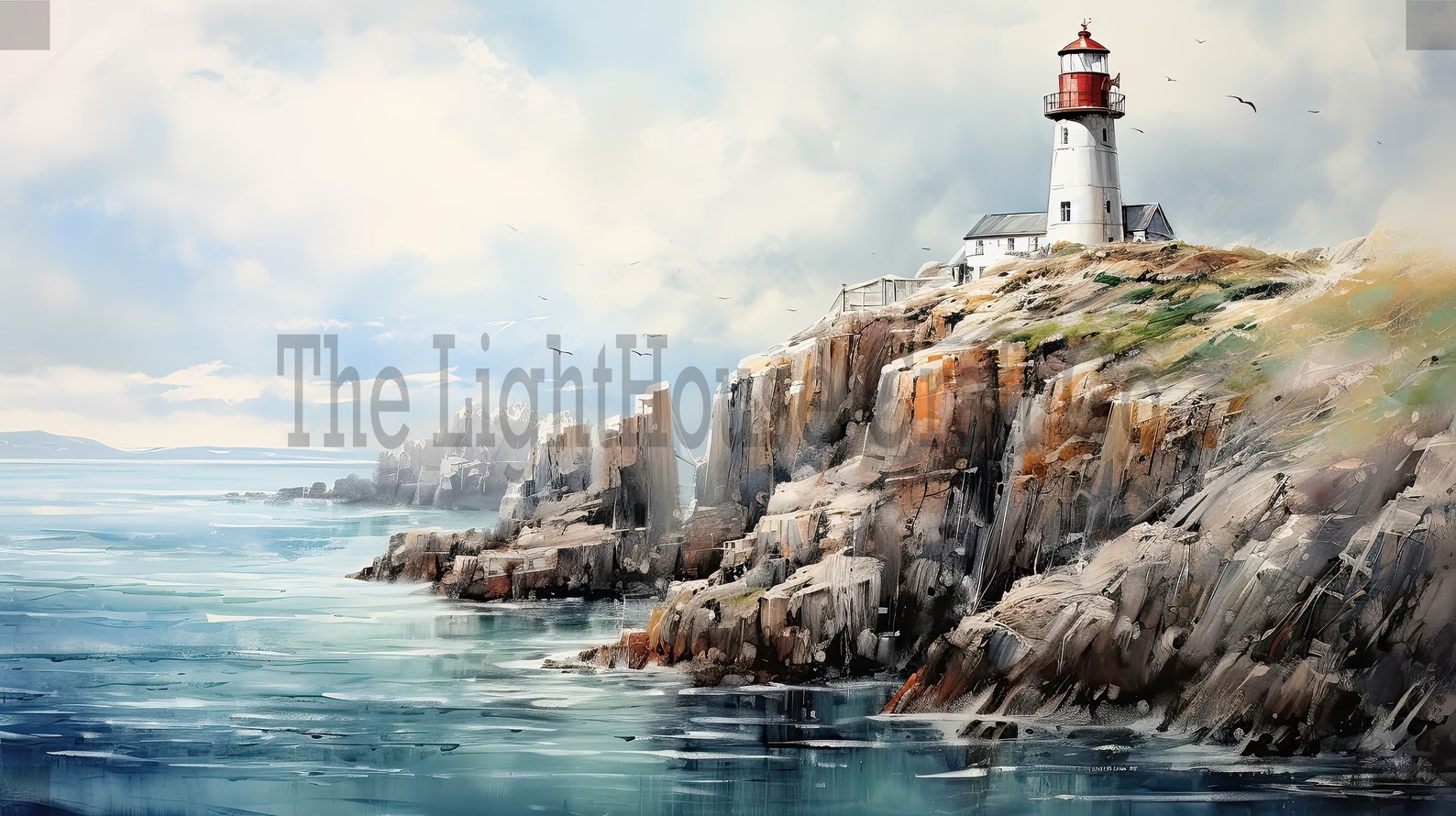 Lighthouse 16:9 Backgrounds Clip Art 6 High Quality Jpgs - Digital ...