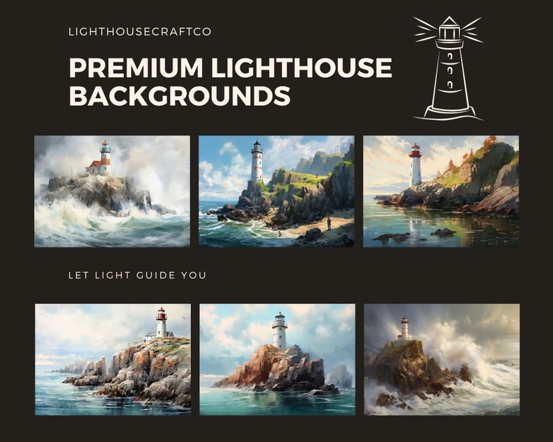 Lighthouse 16:9 Backgrounds Clip Art 6 High Quality Jpgs - Digital ...