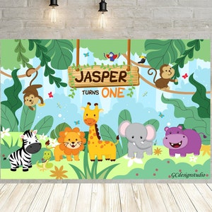 Safari Animals Birthday Backdrop Banner, Safari Theme Party, Safari Birthday Banner Printable