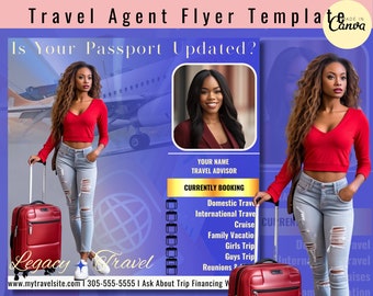 DIY Editable Travel Agent Flyer canva travel editable flyer, pretty travel agent flyer, digital pretty IG graphic, quick easy travel flyer,