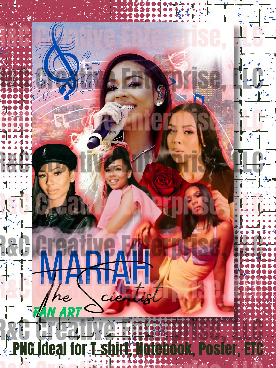 Mariah the Scientist Collage Fan Art Digital PNG File Custom Design