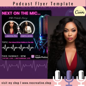 DIY Editable Purple Podcast flyer, IG purple theme podcast flyer, women podcast flyer, editable podcast flyer, radio social media IG flyer