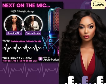 DIY Editable Purple Podcast flyer, IG purple theme podcast flyer, women podcast flyer, editable podcast flyer, radio social media IG flyer